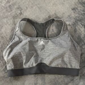 Adidas Gray and Black Sports Bra with Racerback Design